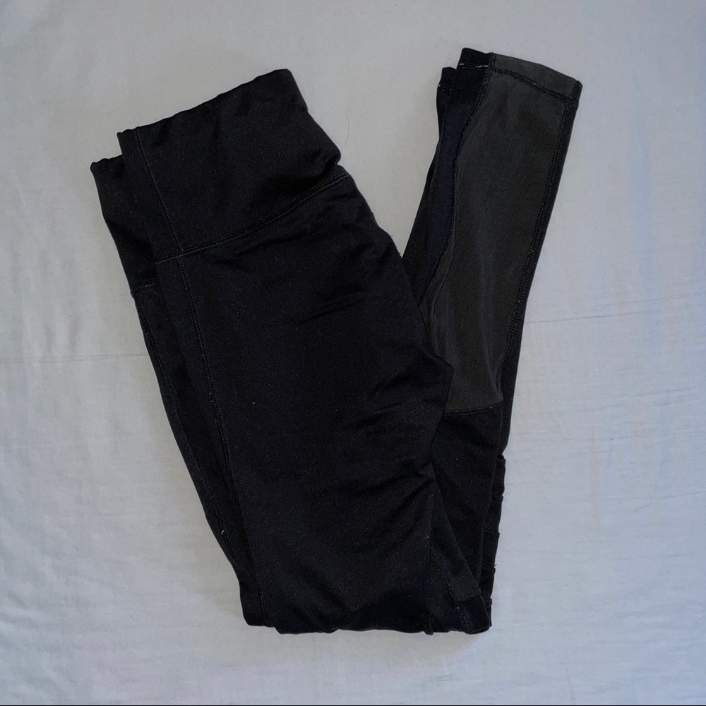 Puma, mid rise, black leggings (mesh paneling along calf), size M